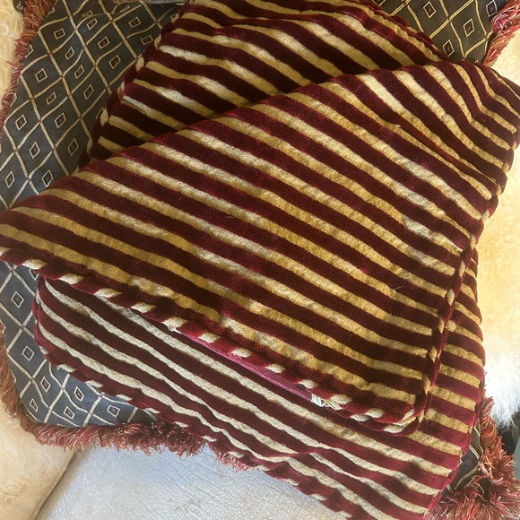 Pair 20 x 20 Black, Wheat and Red Kasmir Fabric Custom Made Pillow Covers. - Picture 8 of 16